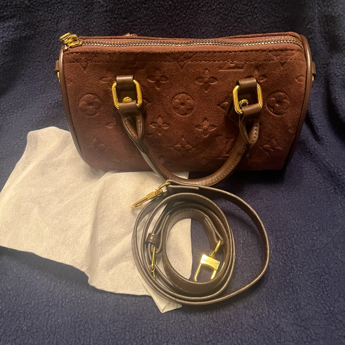 Speedy Bandouliere Brown Suede Handbag - photo 2