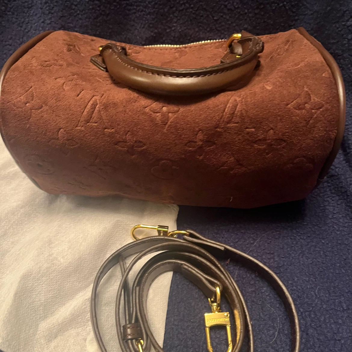 Speedy Bandouliere Brown Suede Handbag - photo 4
