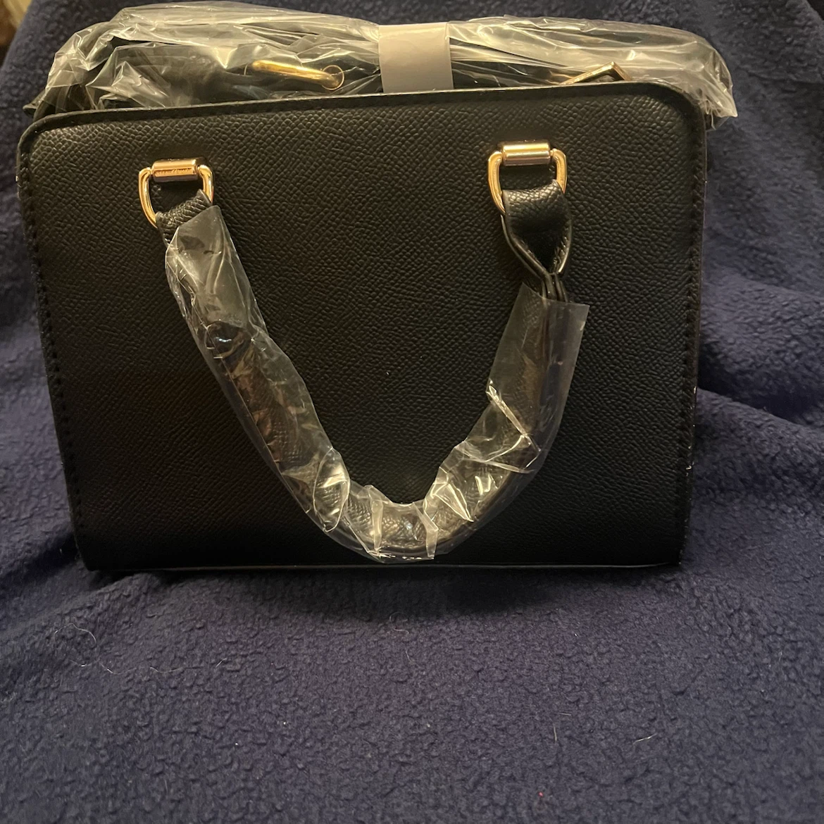 Bebe Black Faux Leather Mini Satchel Handbag with Bee Charm - photo 2