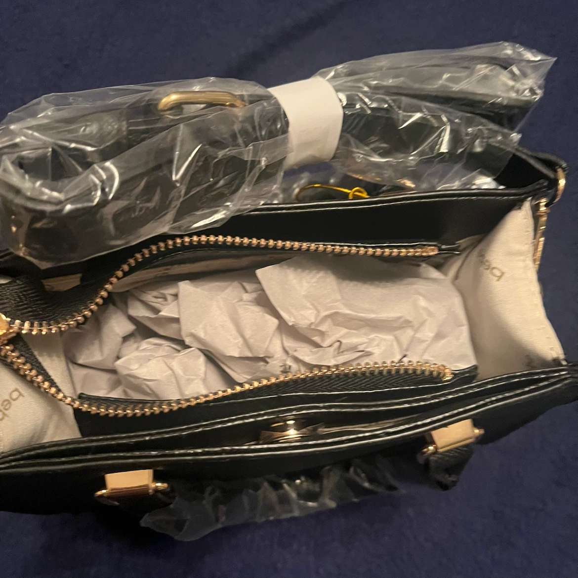 Bebe Black Faux Leather Mini Satchel Handbag with Bee Charm - photo 4