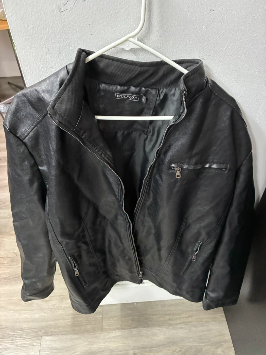 WULFUL Black Faux Leather Jacket