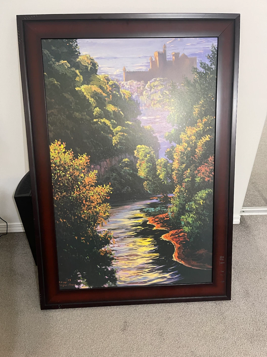 Framed Landscape Painting of a Castle and River - photo 2