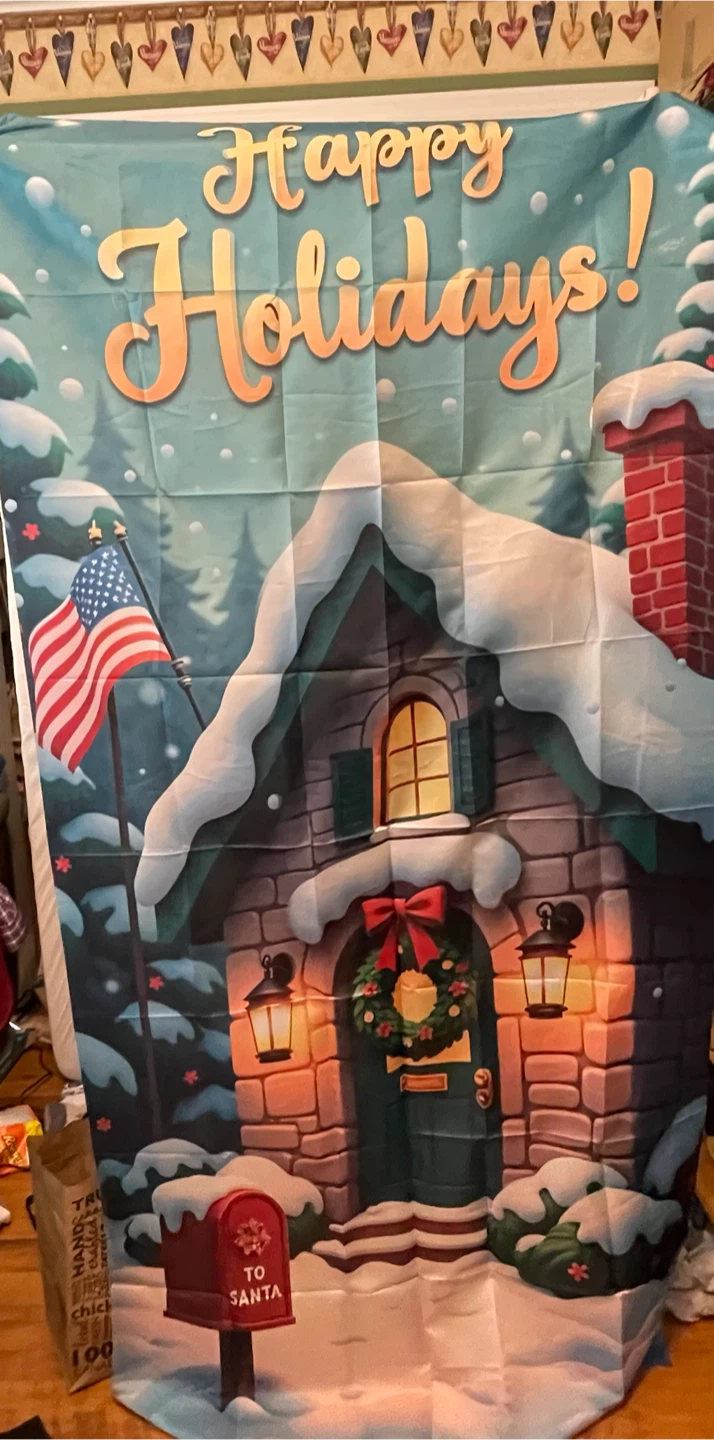 Happy Holidays Winter Scene Backdrop Banner