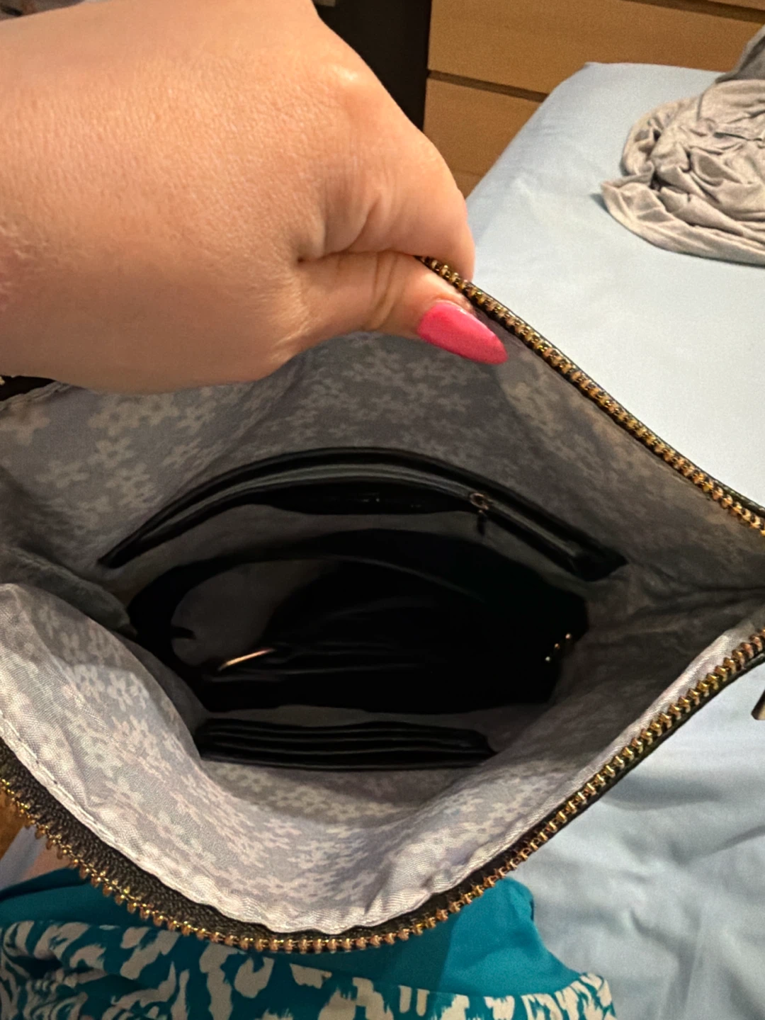 Black Faux Leather Foldover Clutch Bag - photo 5