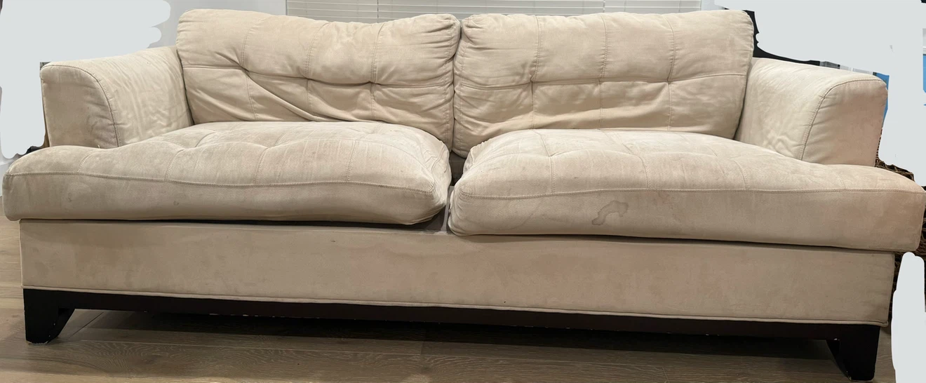 Deep Cushion Suede-like Beige Sofa w/Plush Washable Cover system - photo 3