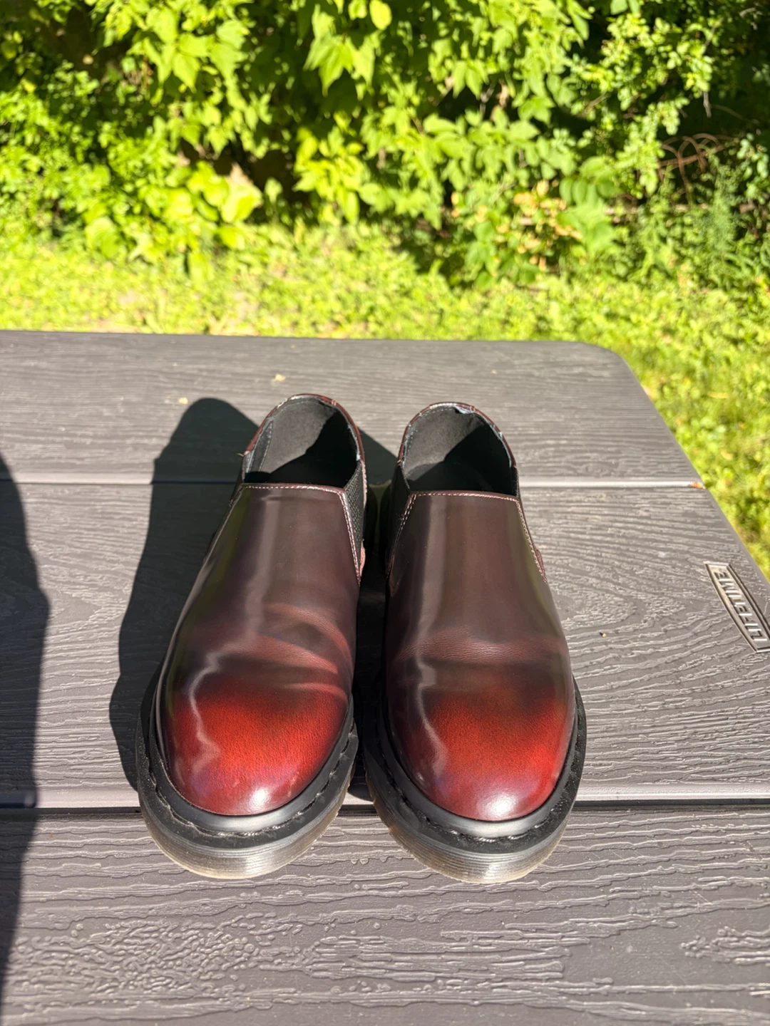 Dr. Martens Cherry Red Leather Slip-On Shoes