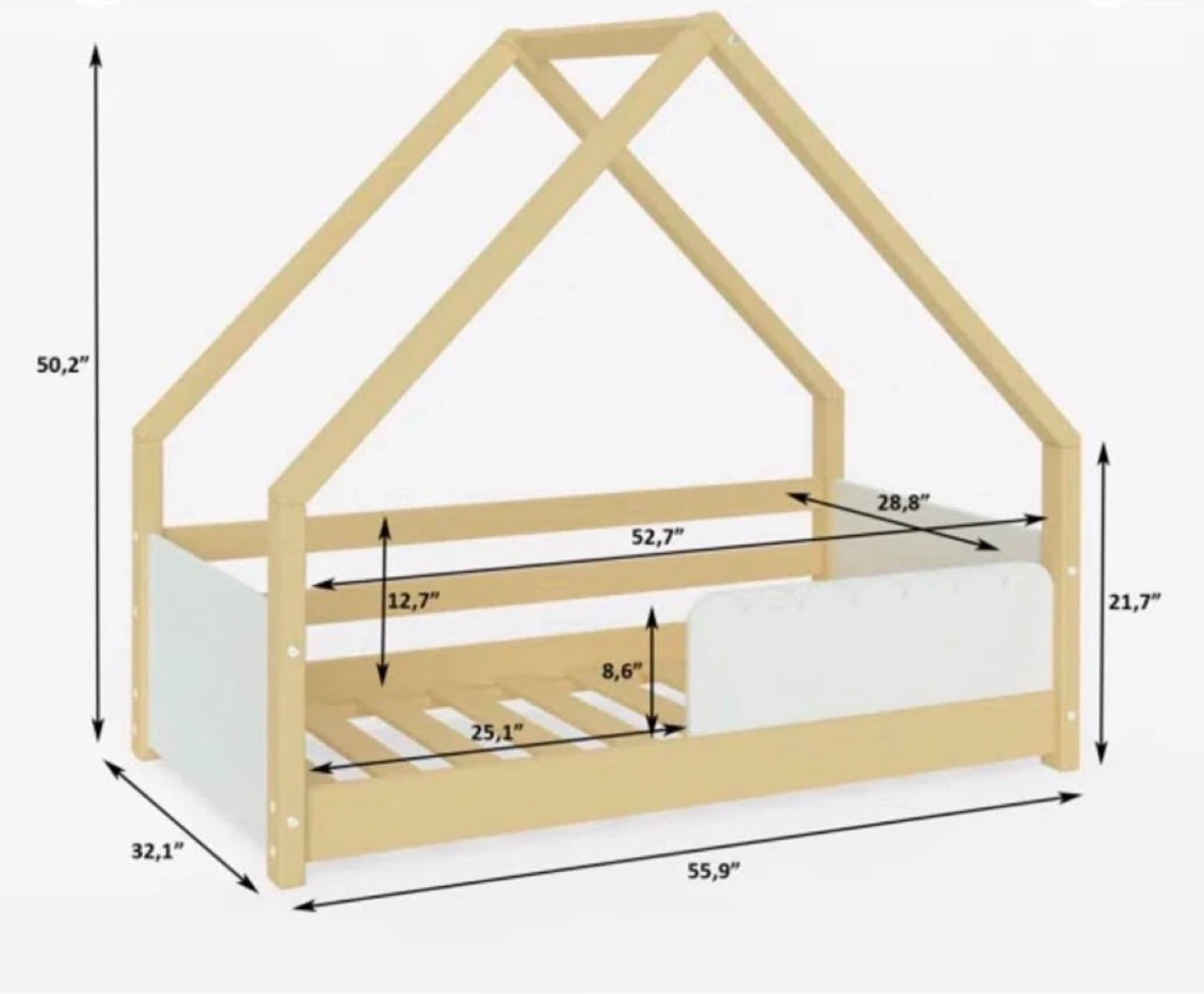 Wooden Toddler House Bed Frame