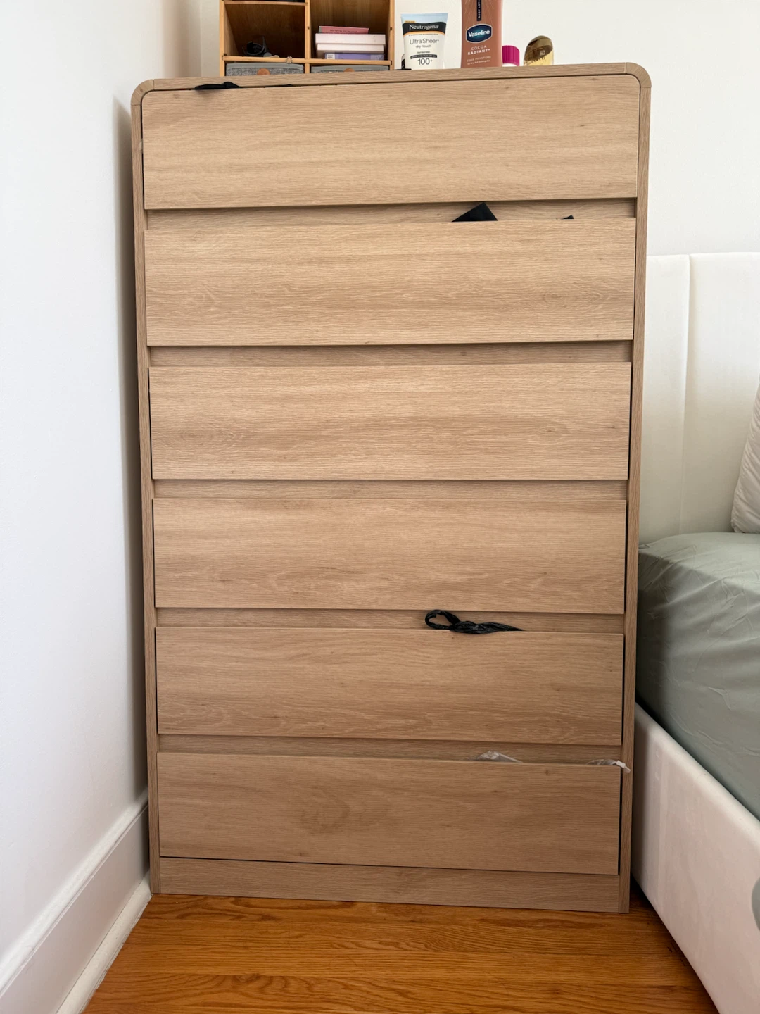 6 Drawer Tall Dresser - Natural Wood Finish