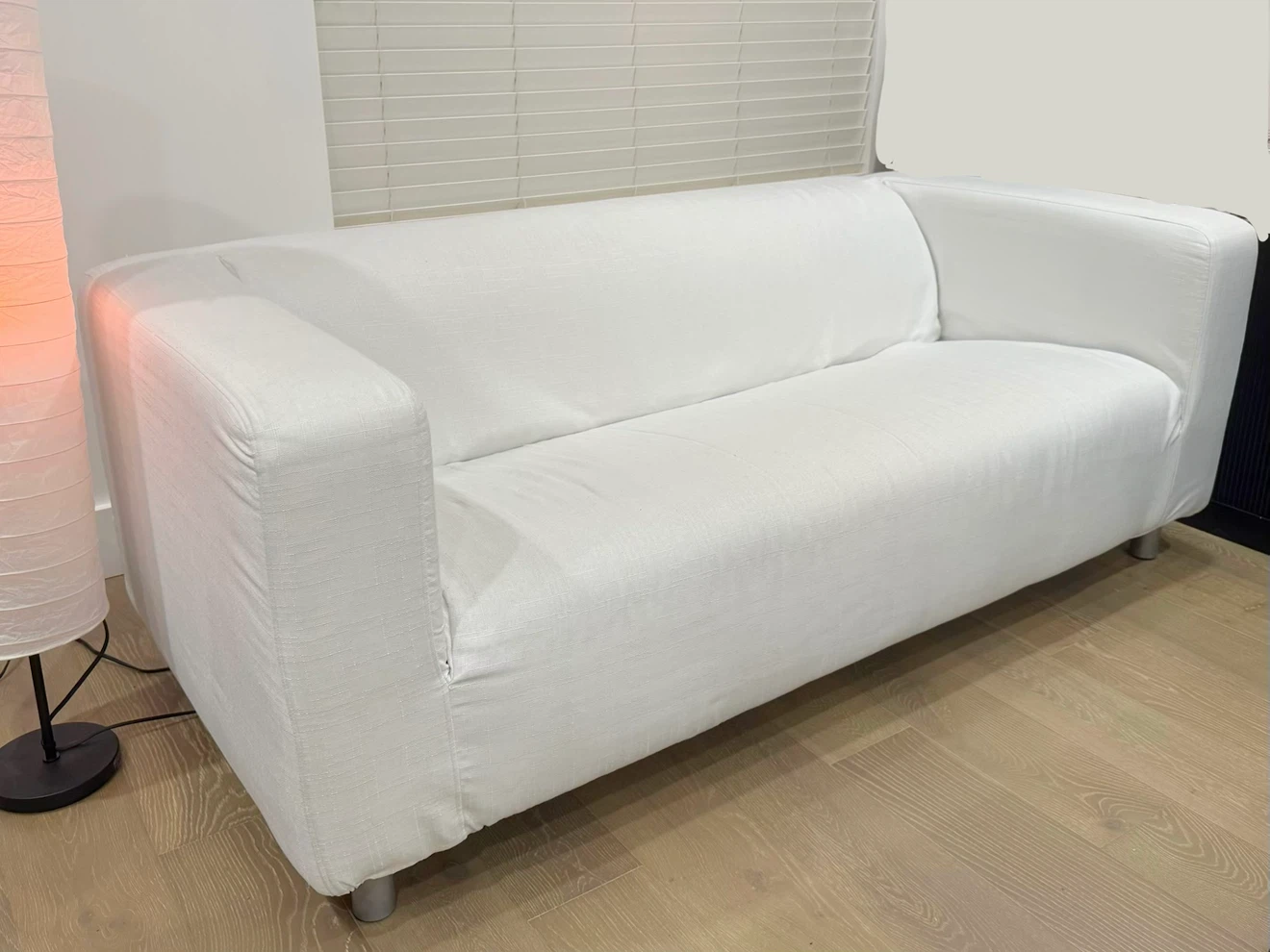 IKEA Klippan Sofa with White Slipcover