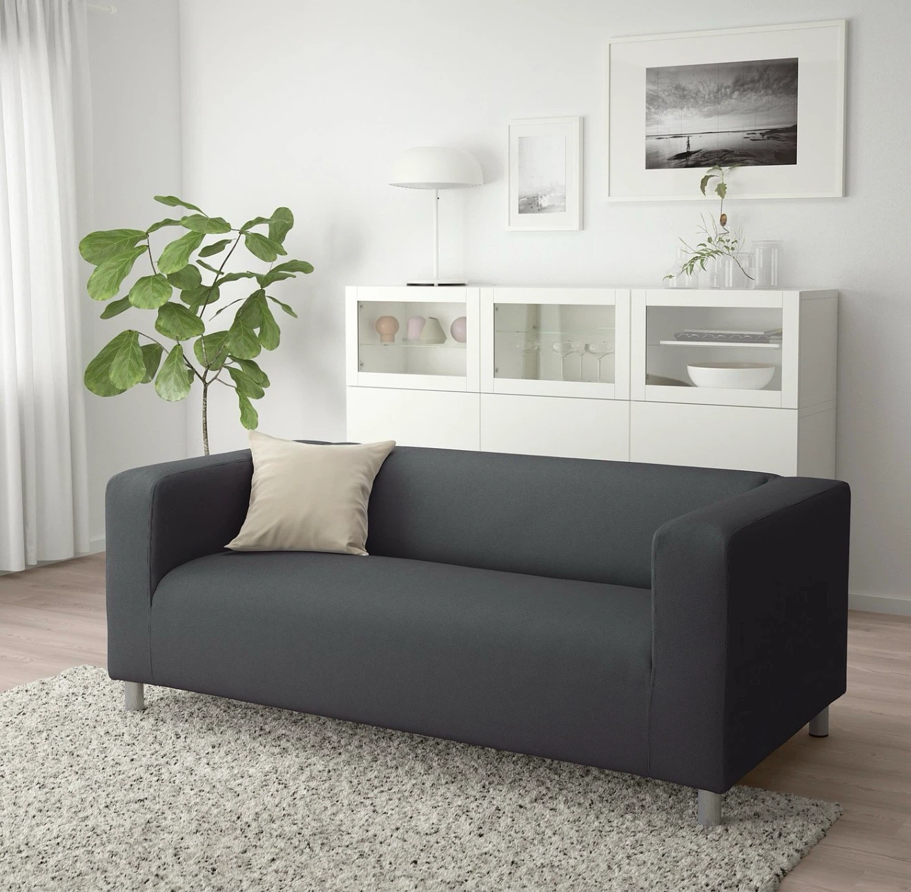 IKEA Klippan Sofa with White Slipcover - photo 5