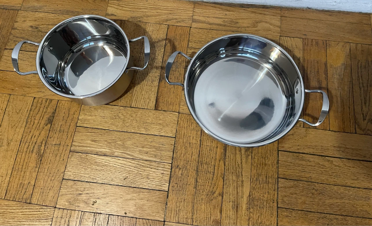 Set of 2 Stainless Steel Pots with Lids - photo 4