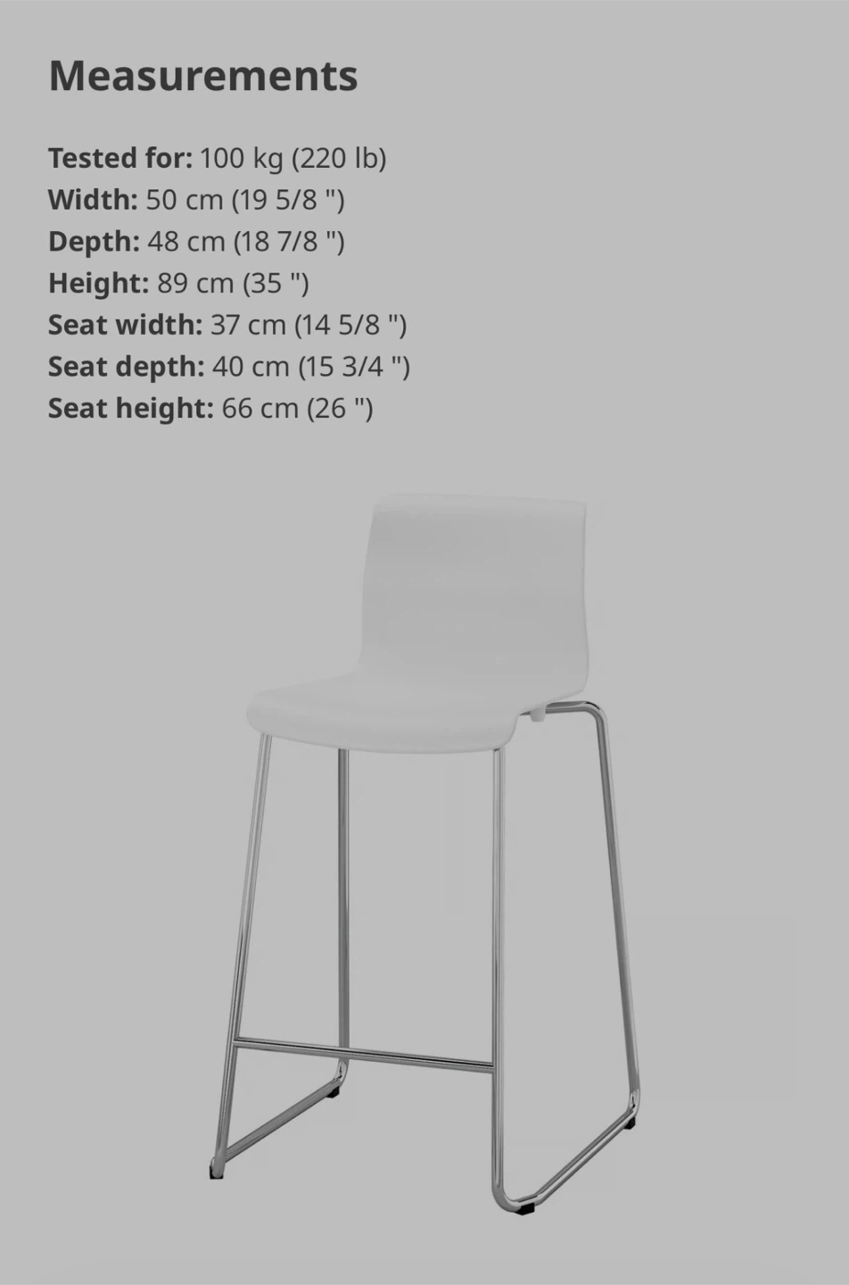 IKEA Two White Bar Stool with Chrome Legs
