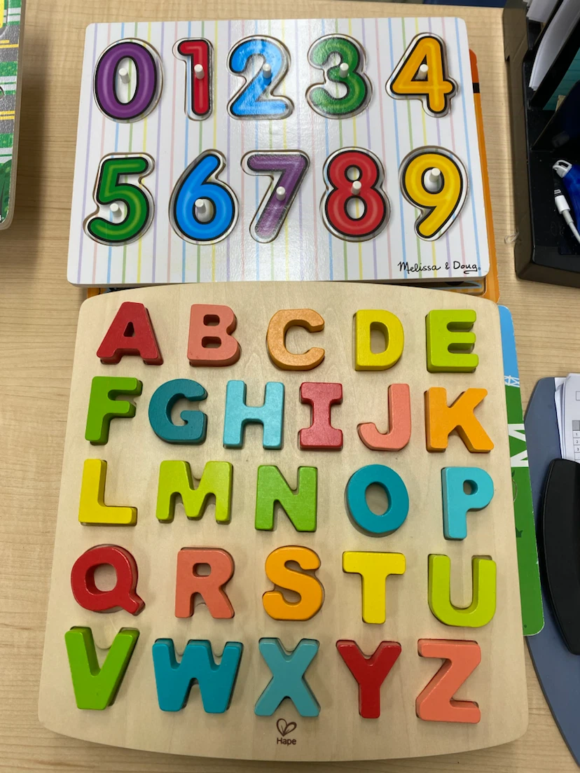Melissa & Doug Number Puzzle & Hape Alphabet Puzzle