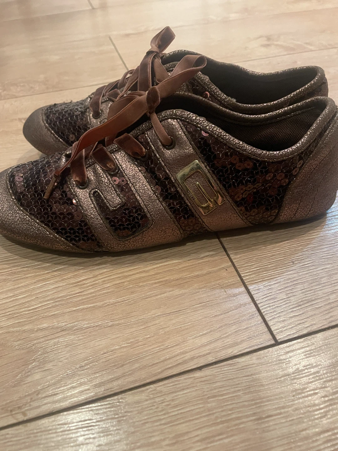 GUESS Rose Gold Sequin Sneakers