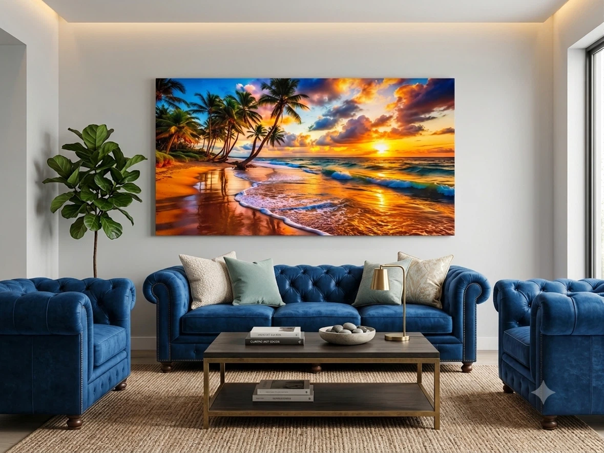 Canvas Wall Art - Tropical Beach Sunset Scene - photo 2