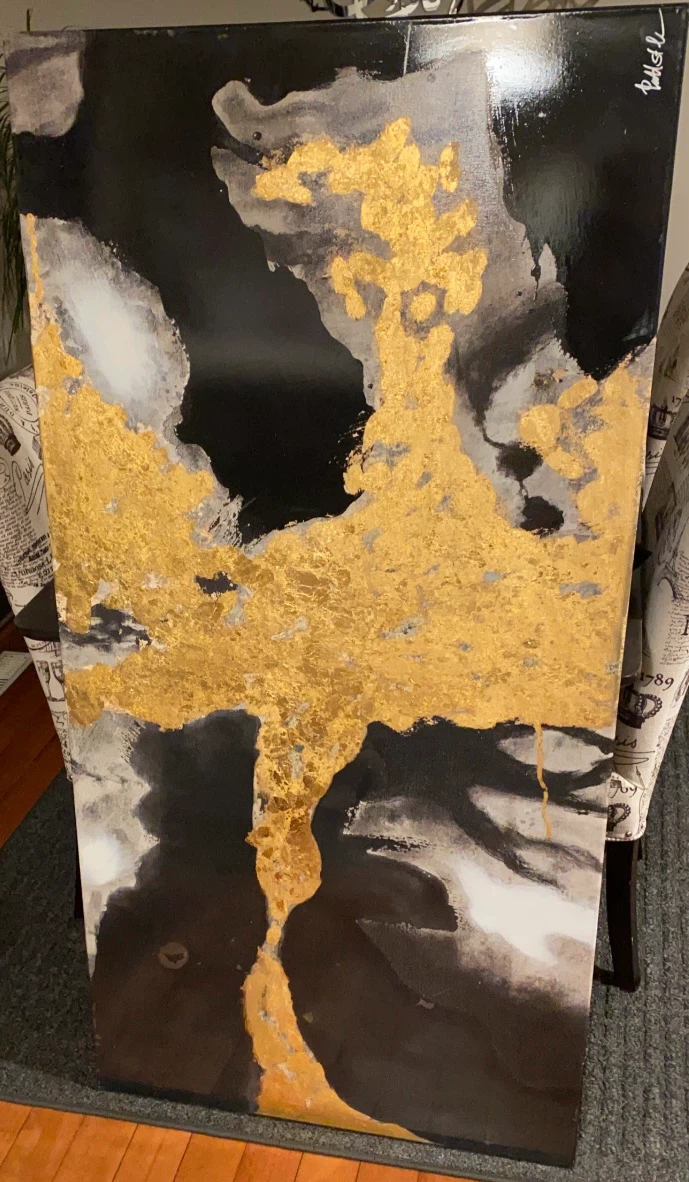Abstract Gold And Black Canvas Art ***