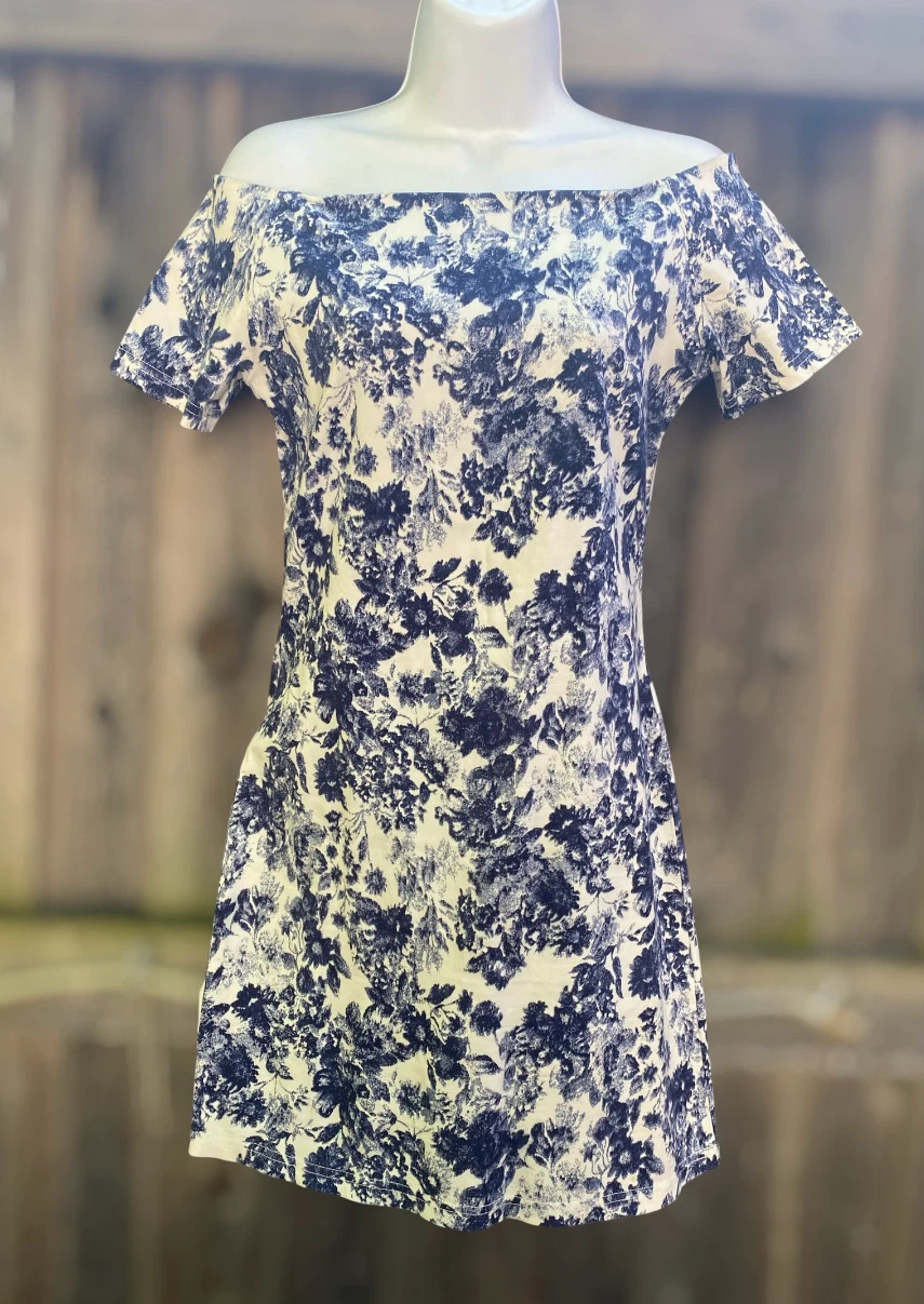 Alythea Floral Off-Shoulder Dress, Size S/M