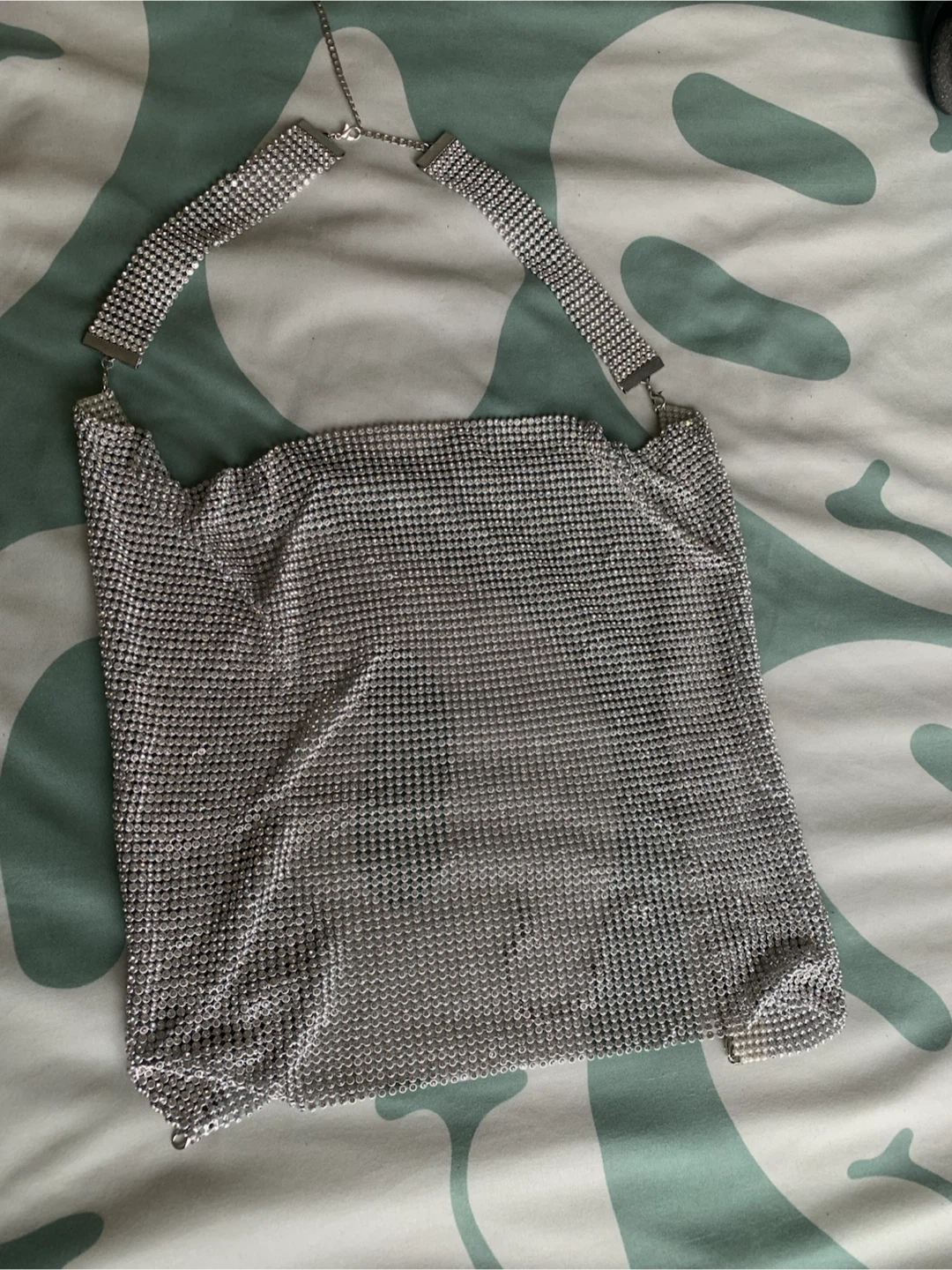 Silver Rhinestone Halter Top
