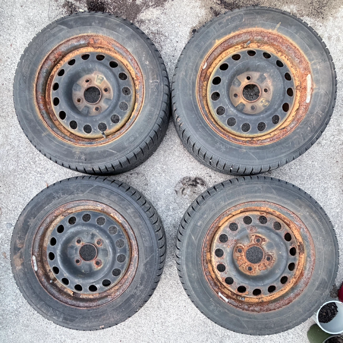 Four Used Winter Tires on Rims - photo 2