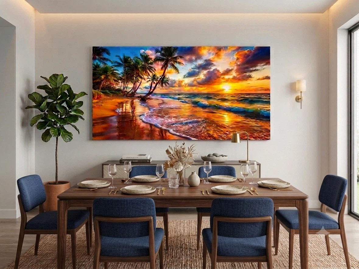 Canvas Wall Art - Tropical Beach Sunset Scene