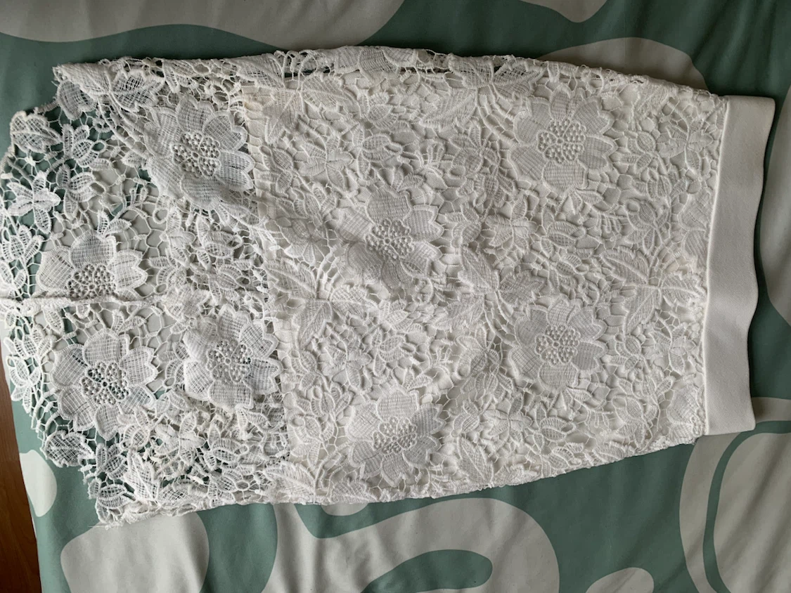 White Lace Crop Top and Skirt Set - photo 3