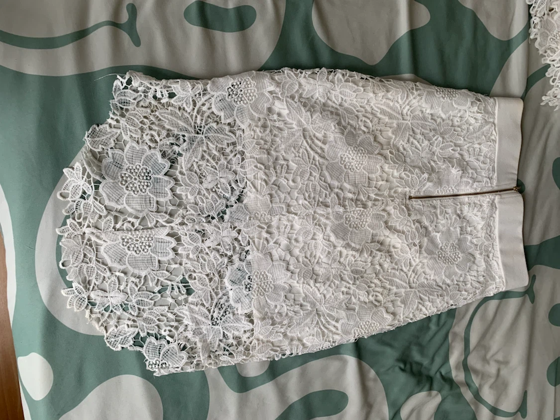 White Lace Crop Top and Skirt Set - photo 4