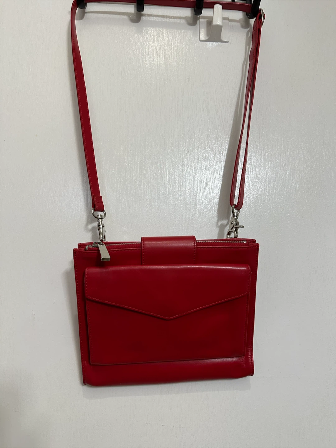 Daniel Red Leather Cross Body Bag smells like new