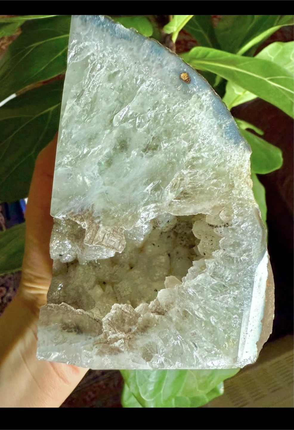 Large Brazilian Crystal Geode Bookend