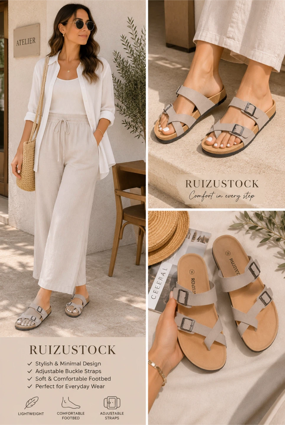 Ruizustock Comfort Sandals – Light Grey