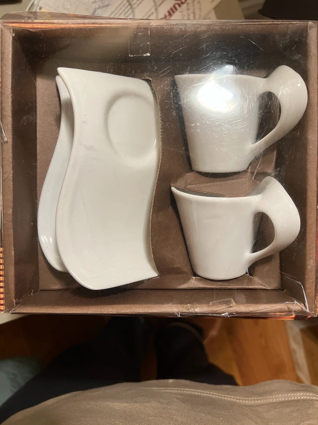White Ceramic Espresso Cups and Saucers Set