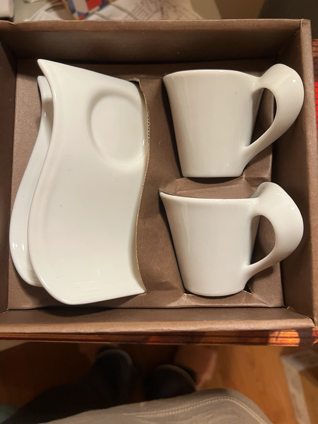 White Ceramic Espresso Cups and Saucers Set - photo 2