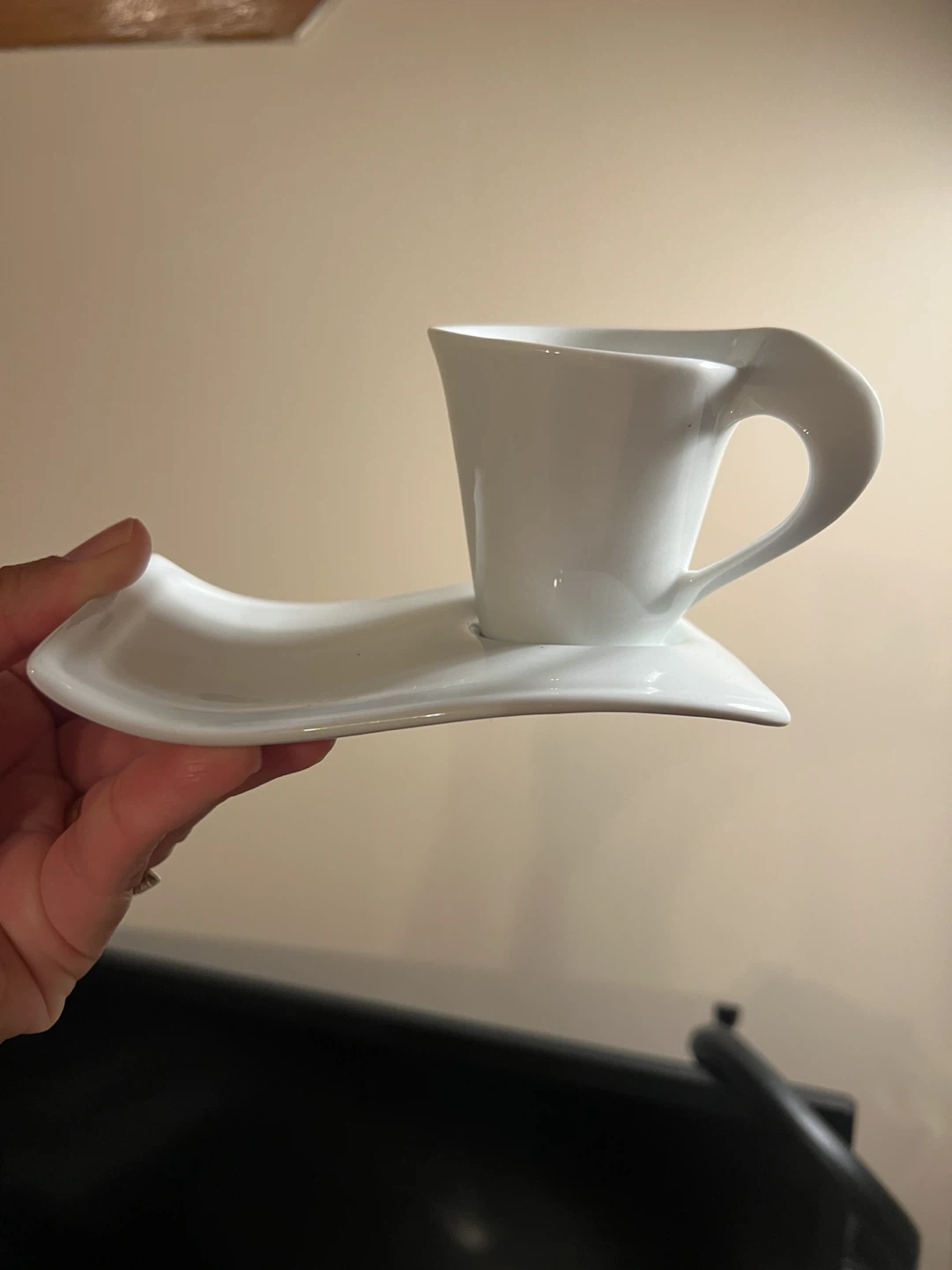 White Ceramic Espresso Cups and Saucers Set - photo 3