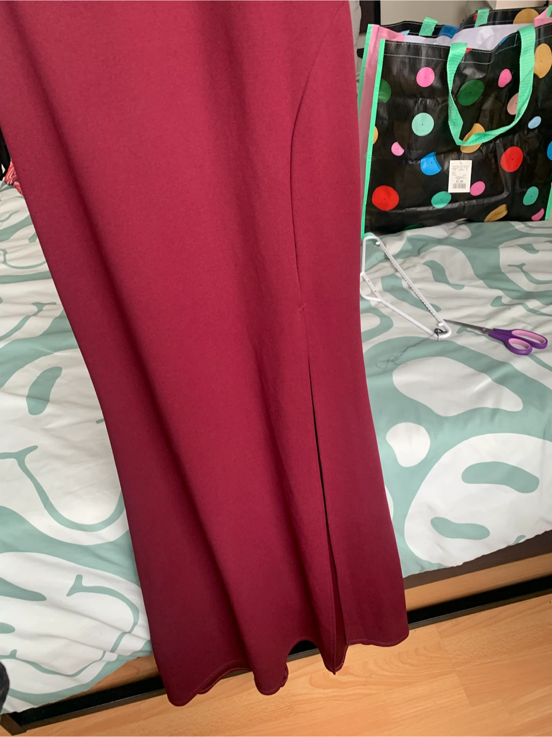 Maroon Halter Neck Lace Trim Maxi Dress - photo 3