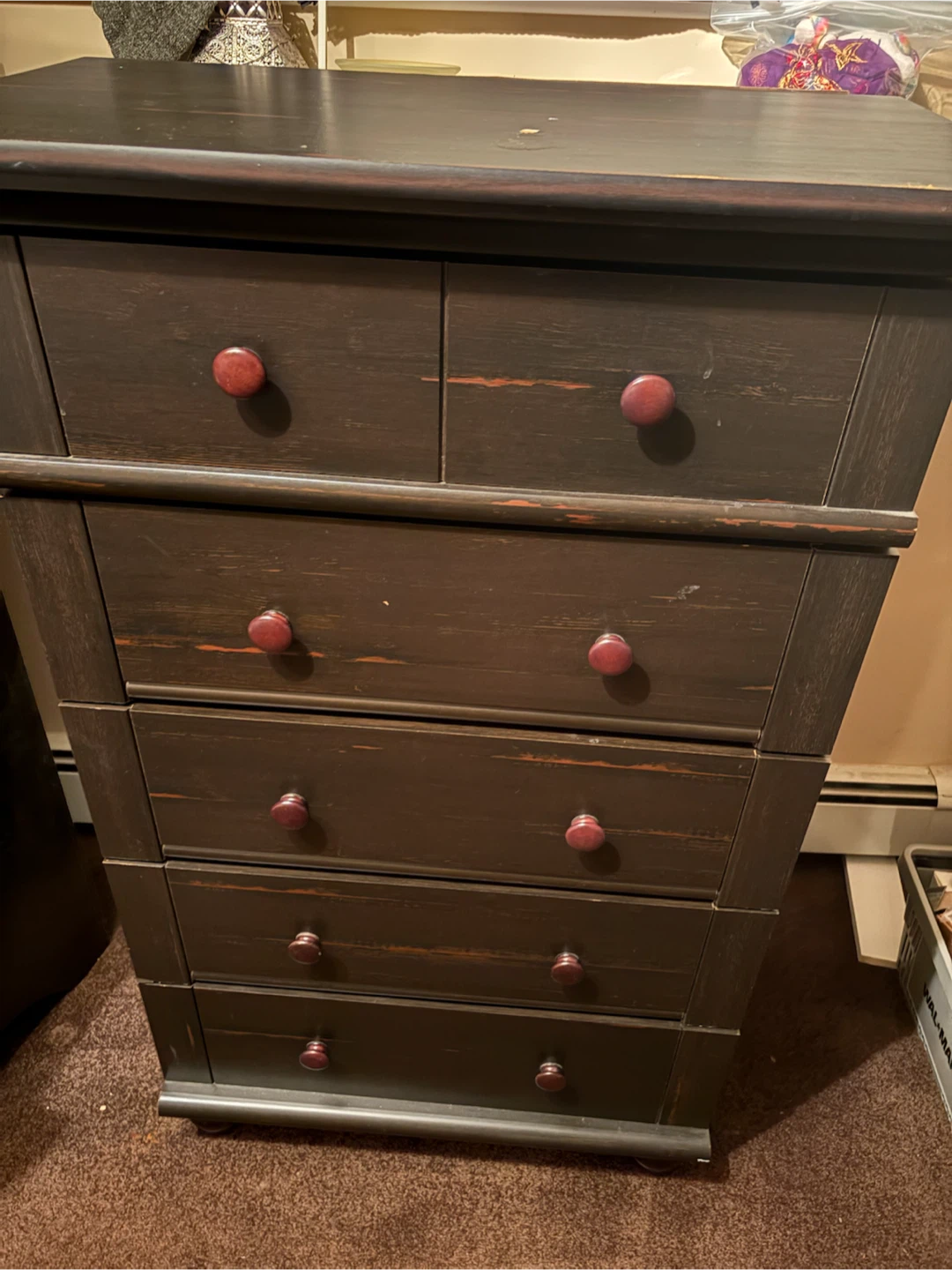 Dark Wood Tall Dresser