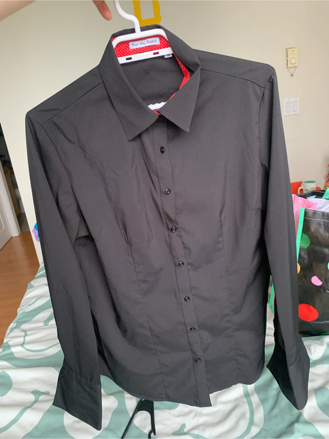 Black Long Sleeve Button-Up Shirt - Size M