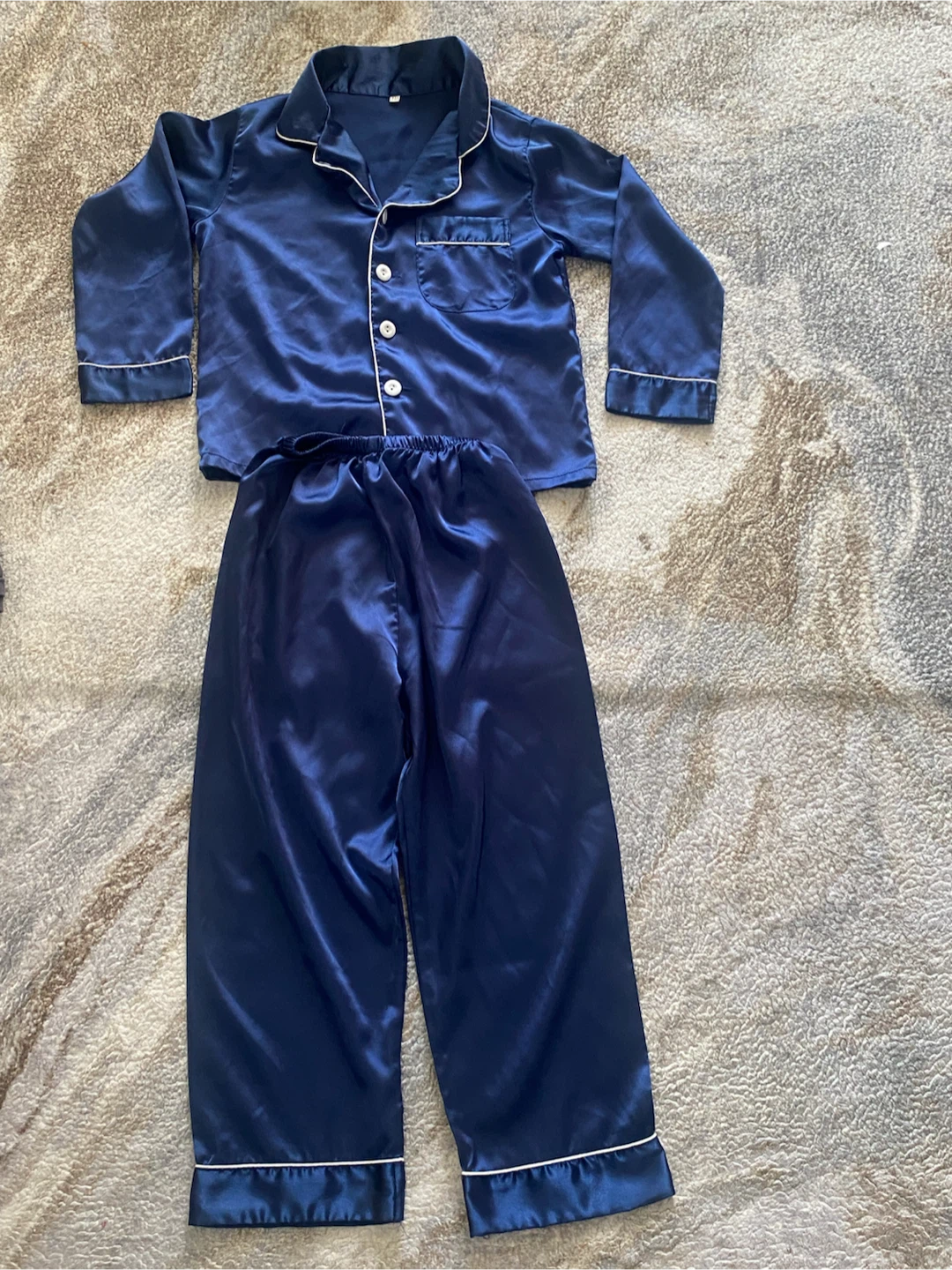 Navy Blue boys Satin Pajama Set $20