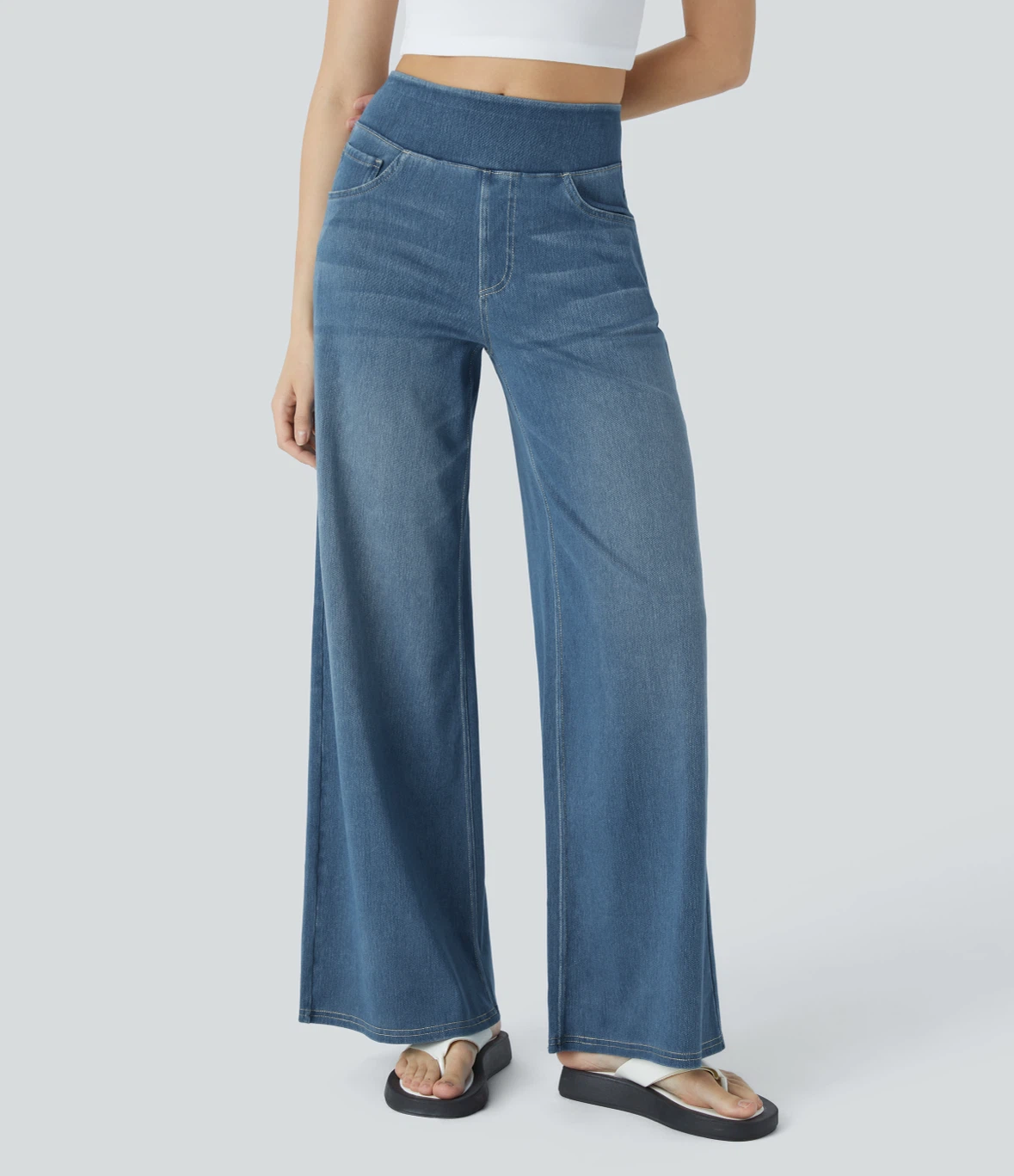 Halara Flex High Waisted Wide Leg Jeans (L)
