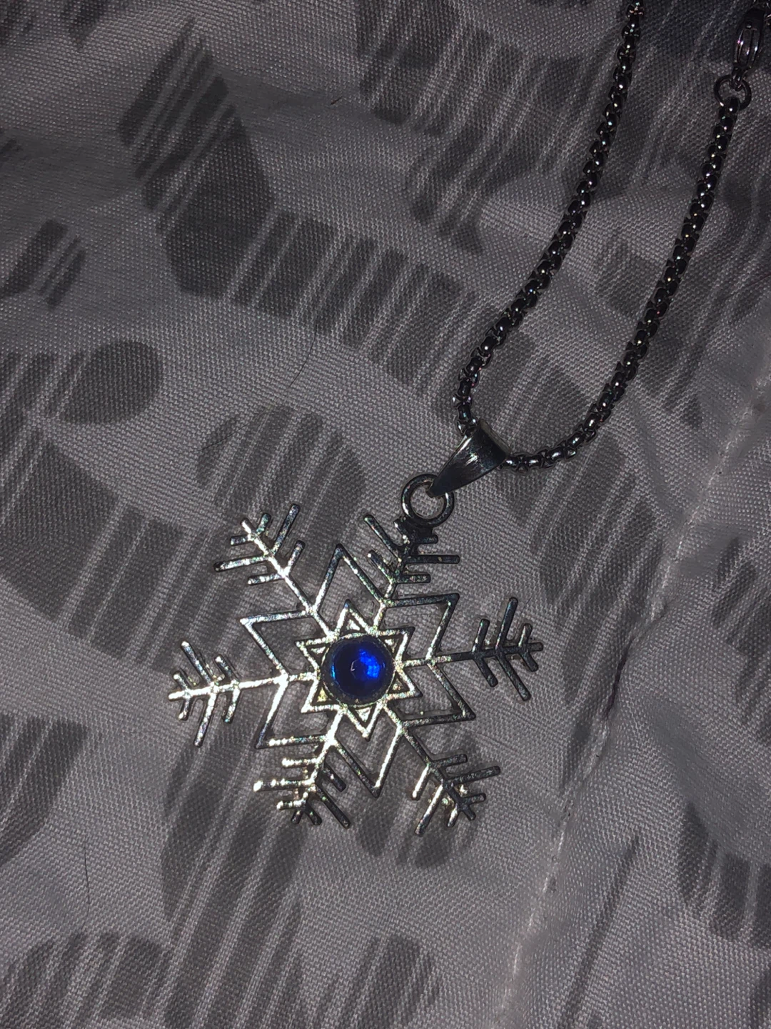 Snowflake Pendant Necklace with Blue Gem - photo 2