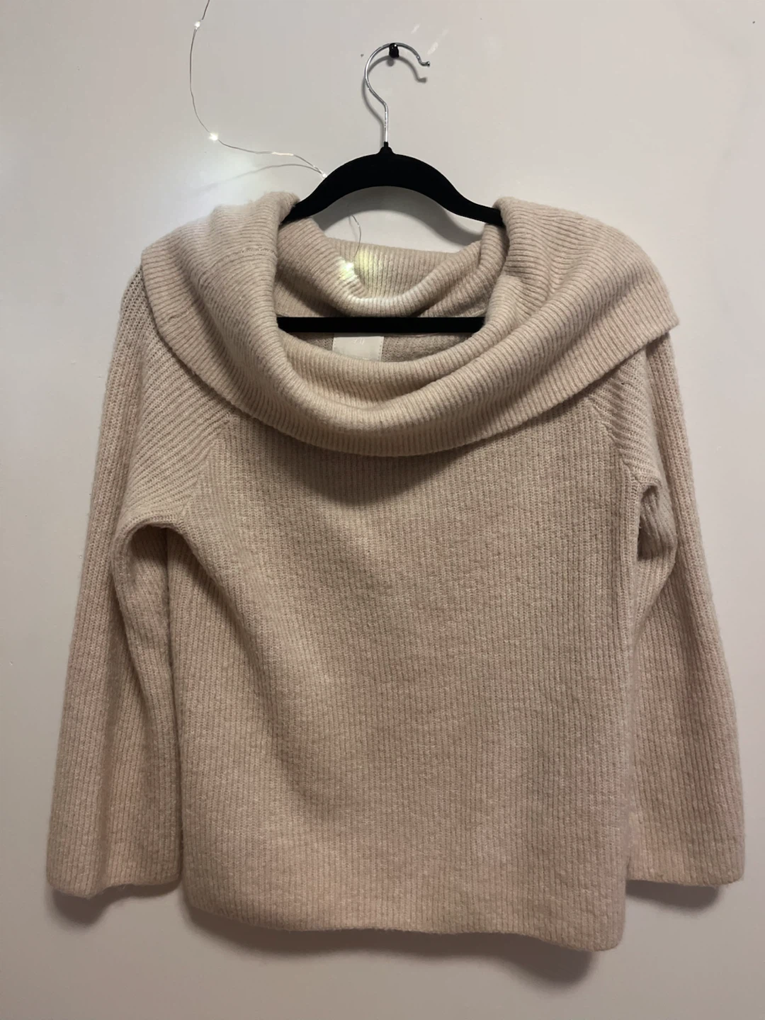 Beige Cowl Neck Sweater