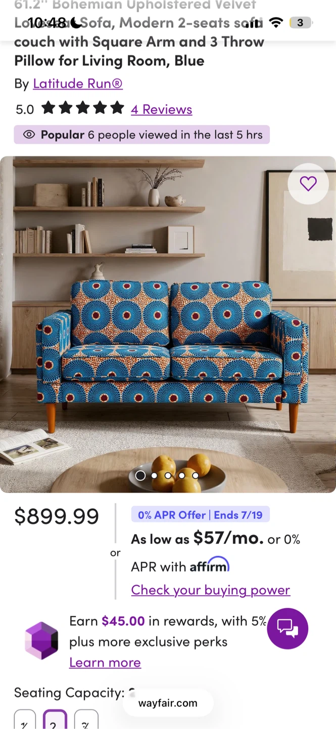 2-Seater Printed Couch - photo 2