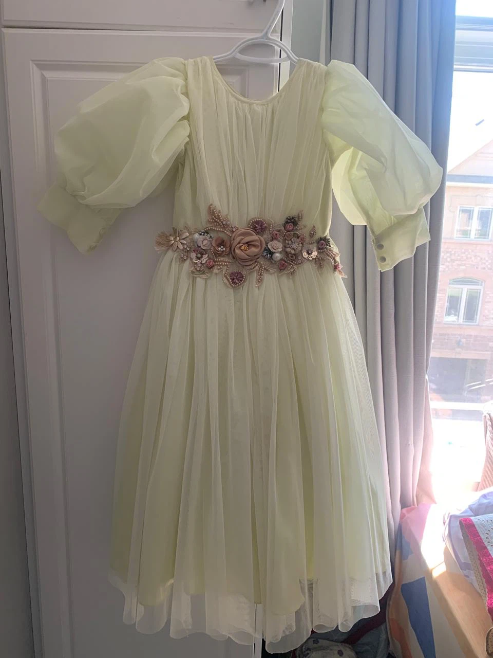 Girls' Formal Dress - Blue Sparkle & Yellow Floral - photo 2