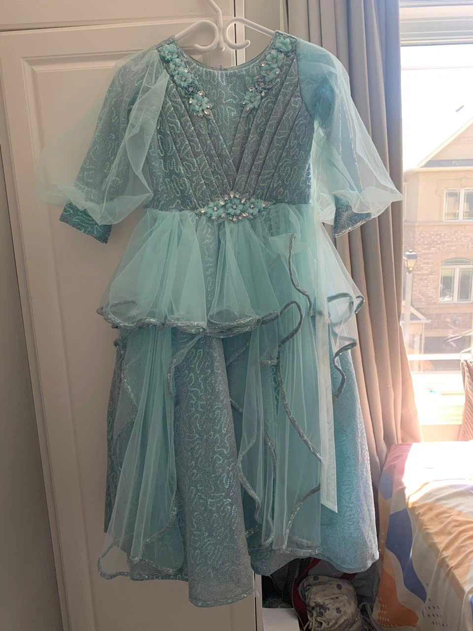 Girls' Formal Dress - Blue Sparkle & Yellow Floral - photo 3