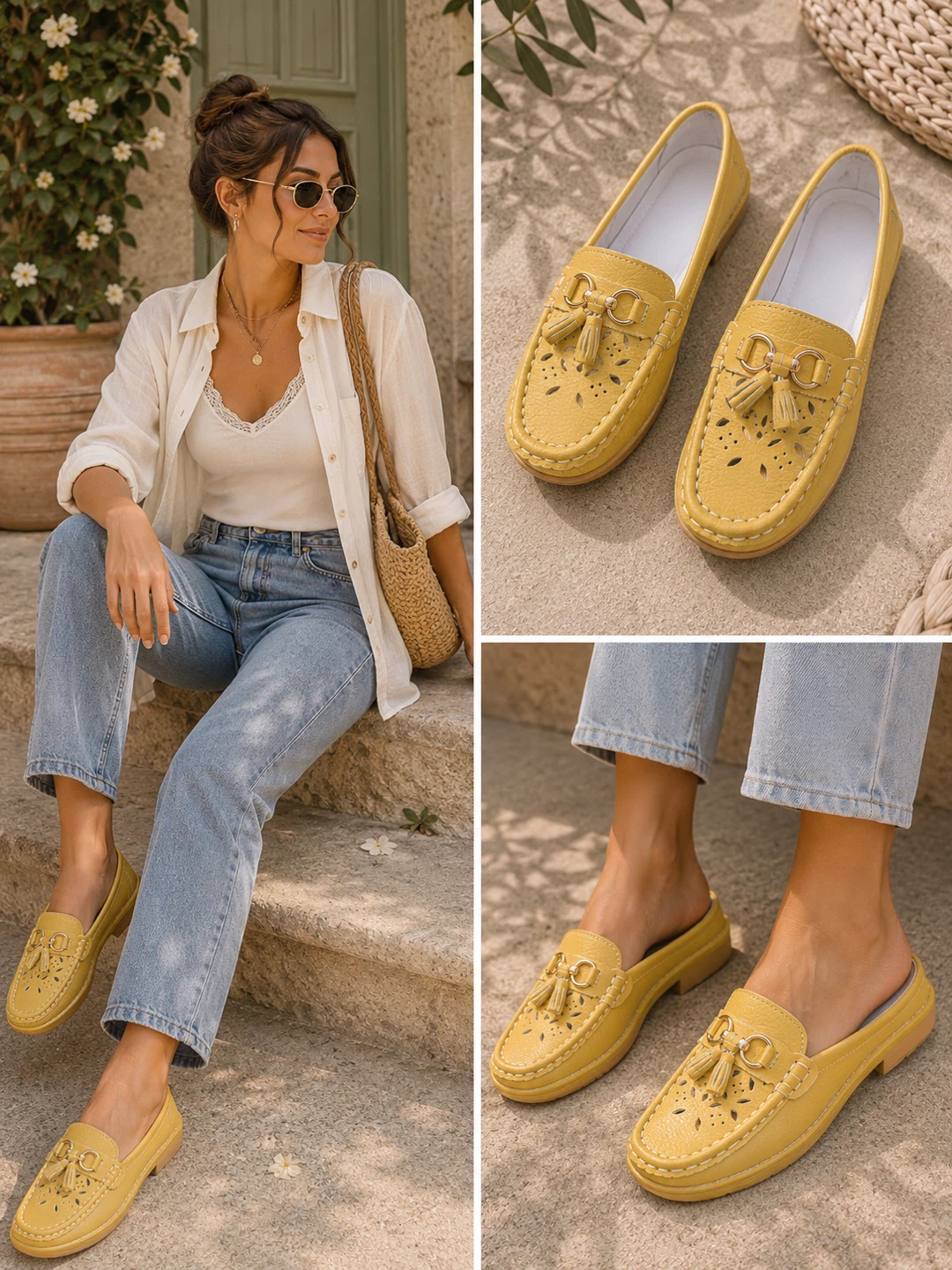 Women’s Laser Cut Tassel Loafers – Lightweight Comfort