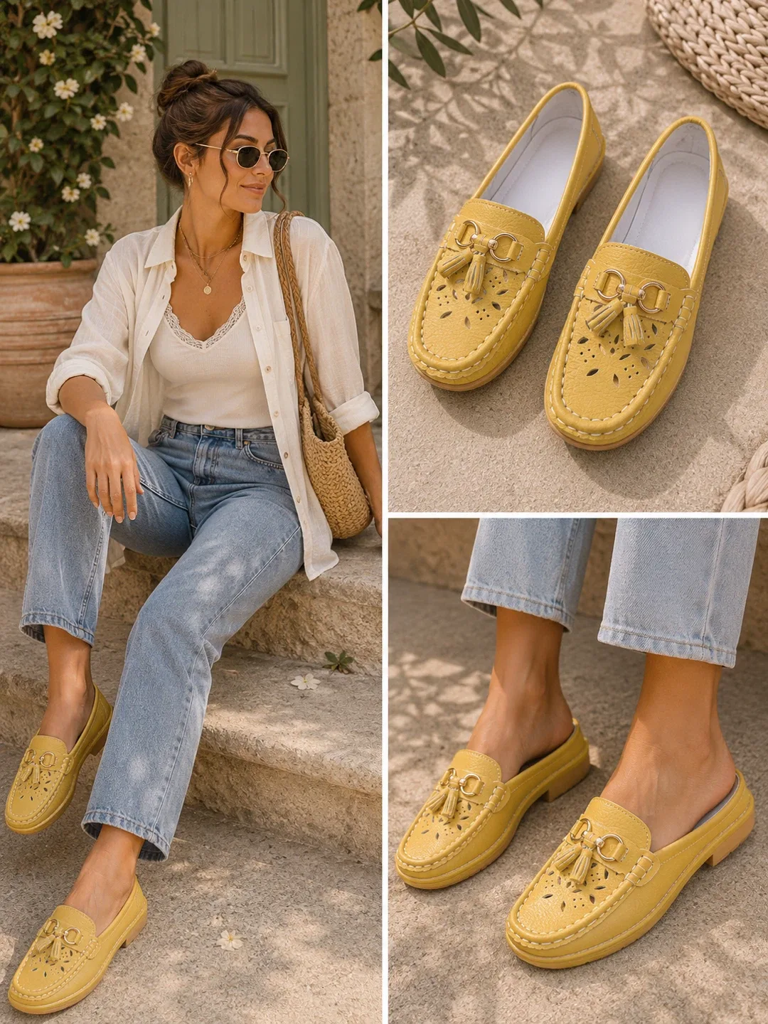 Women’s Laser Cut Tassel Loafers – Lightweight Comfort