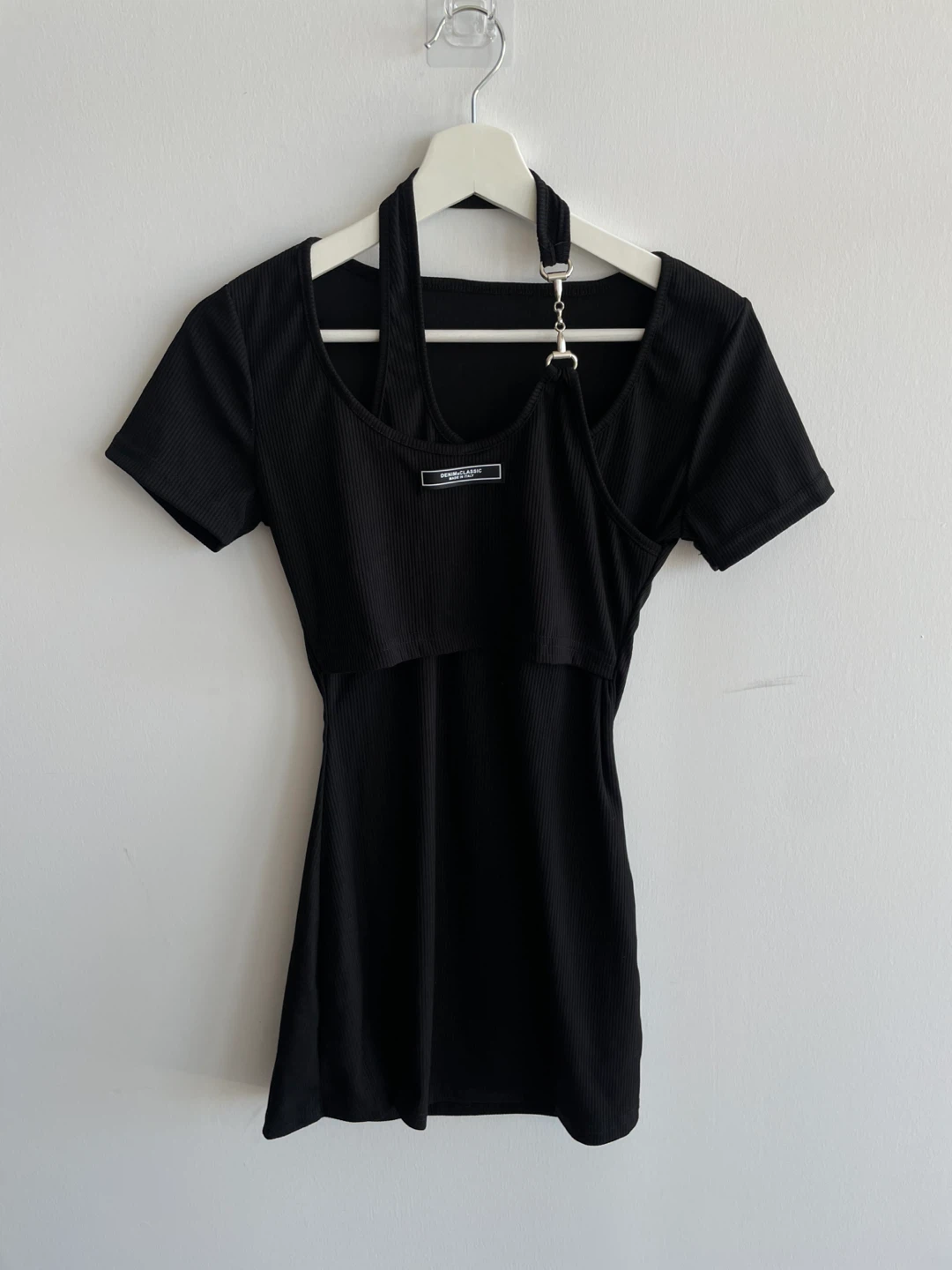 Black Ribbed Cutout Dress, size S - photo 2