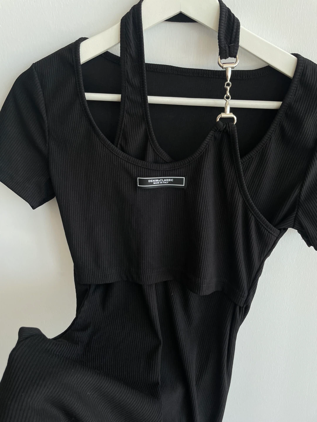 Black Ribbed Cutout Dress, size S - photo 4