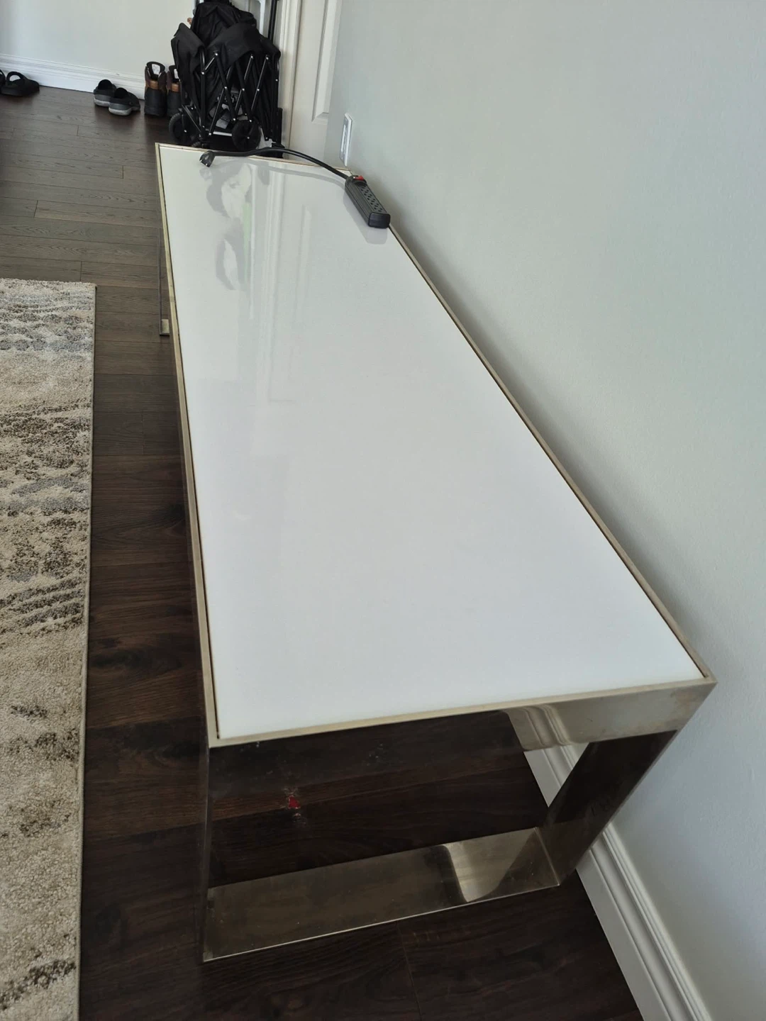 Modern White Coffee Table with Stainless Steel Frame
