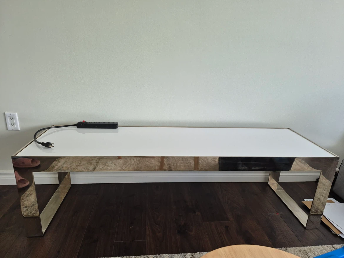 Modern White Coffee Table with Stainless Steel Frame - photo 2