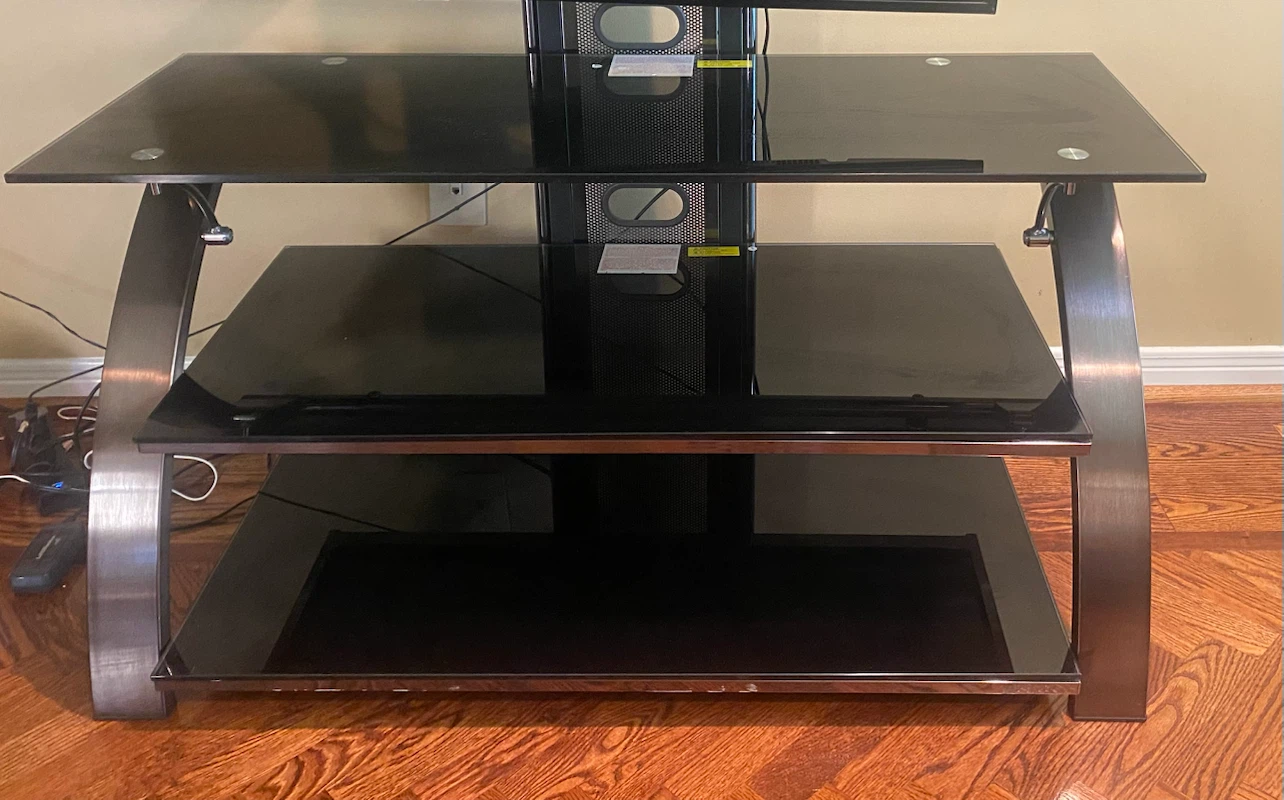3-Tier TV Stand with Glass Shelves