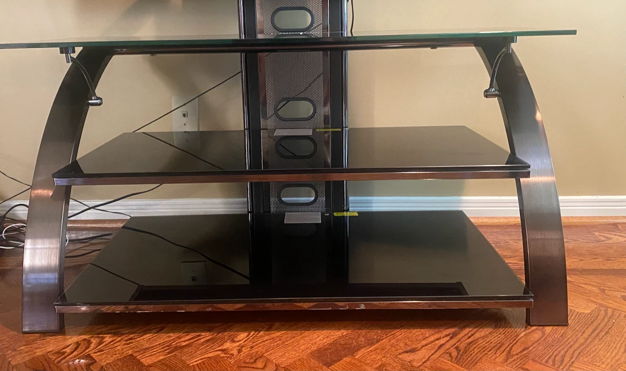 3-Tier TV Stand with Glass Shelves - photo 2